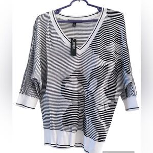 Black and white stripe top by White House